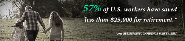 40% of U.S. workers have saved less than $25,000 for retirement.* -- *2019 Retirement Confidence Survey, EBRI